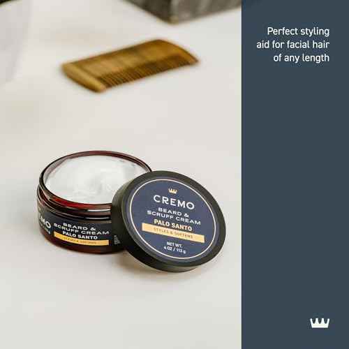 Cremo Beard & Scruff Cream, Palo Santo (Reserve Collection), 4 oz - Soothe Beard Itch, Condition and Offer Light-Hold Styling for Stubble and Scruff (Product Packaging May Vary)