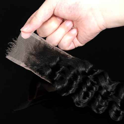 Knots Bleached CindiRiver 2x6 HD Lace Closure Deep Wave Virgin Human Hair With Invisible Real HD Lace, Natural Hairline, Skinlike Lace Frontal Closure Only
