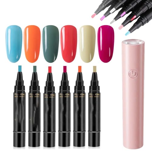 3-in-1 One Step Gel Nail Polish Pen Set with Portable UV LED Light