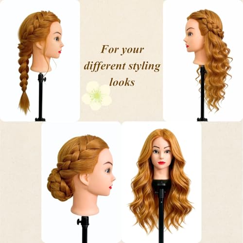 28" Light Auburn Hair Mannequin Head for Styling & Braiding