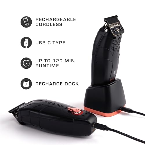 RED Pro Cordless Beard Trimmer - DLC Blade, Zero Gap, 7500 RPM