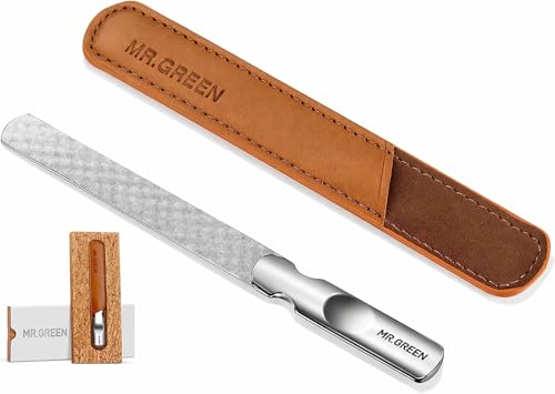 Stainless Steel Nail File with Anti-Slip Handle & Leather Case