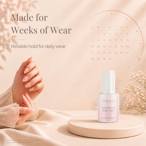 SHISEN Pink Doodle Edition Nail Glue for Press-On Nails, Quick Dry, Strong Hold, Low Odor, 7mL
