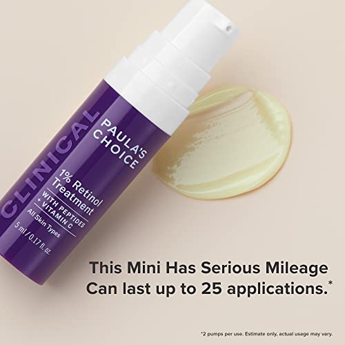 Paula's Choice SKIN PERFECTING 2% BHA Liquid Exfoliant, Salicylic Acid Facial Exfoliator for Enlarged Pores, Travel Size 1oz & CLINICAL 1% Retinol Treatment Cream for Anti-Aging & Wrinkles, 0.17oz