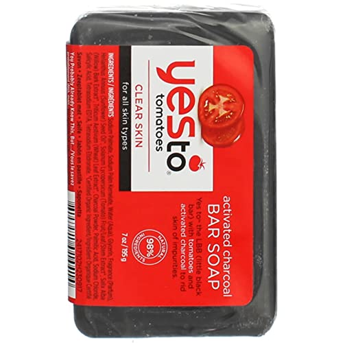 Yes To Tomatoes Clear Skin Activated Charcoal Bar Soap 7 Ounce (Pack of 3)