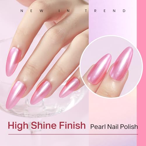 MIZHSE Pearlescent Rose Pink Nail Polish - Quick Dry Pearl Lacquer (15ml)
