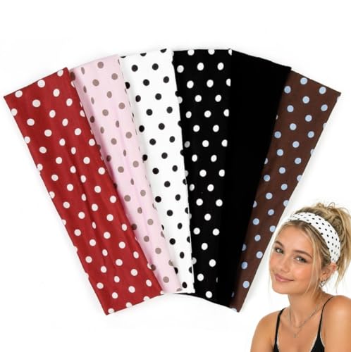 TERSE Polka Dot Headbands for Women - 6 Pack Y2K Style
