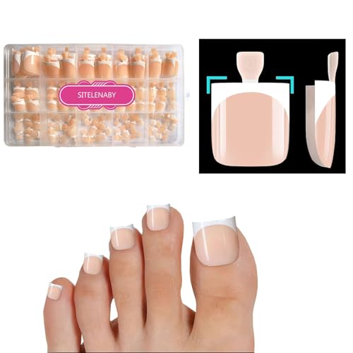 SITELENABY 150pcs Square Toe Nail Tips - French Gel Press On Nails, Full Cover, 15 Sizes, Durable & Easy to Apply