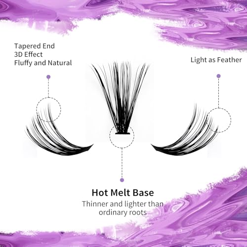 Lash Clusters Kit for DIY Eyelash: 280Pcs, Wendy, Using at Home, Ultra-light, Natural, Fluffy, Wispy, Waterproof, Anime, Manga, Cat Eye, D Curl, 12-16mm, 30D+40D, RR126