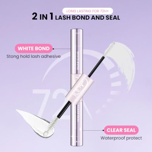 GAQQI Lash Cluster Glue Black & Lash Bond Seal Clear Bundle for Eyelash Extensions