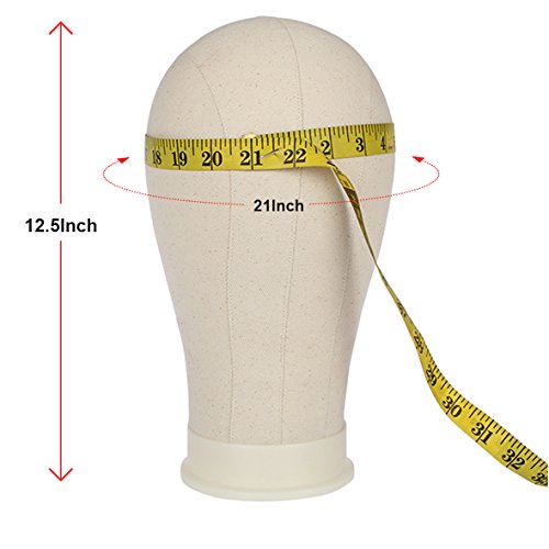 Leeven 21"-24" Poly Canvas Block Head Professional Mannequin Canvas Head for Making, Drying,Styling Wigs with Table Clamp Stand and Hair Edge Band 22 Inch