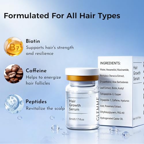 Glemme Micro Infusion Hair Growth Serum System - 6 Week Supply, Reusable Titanium Applicators