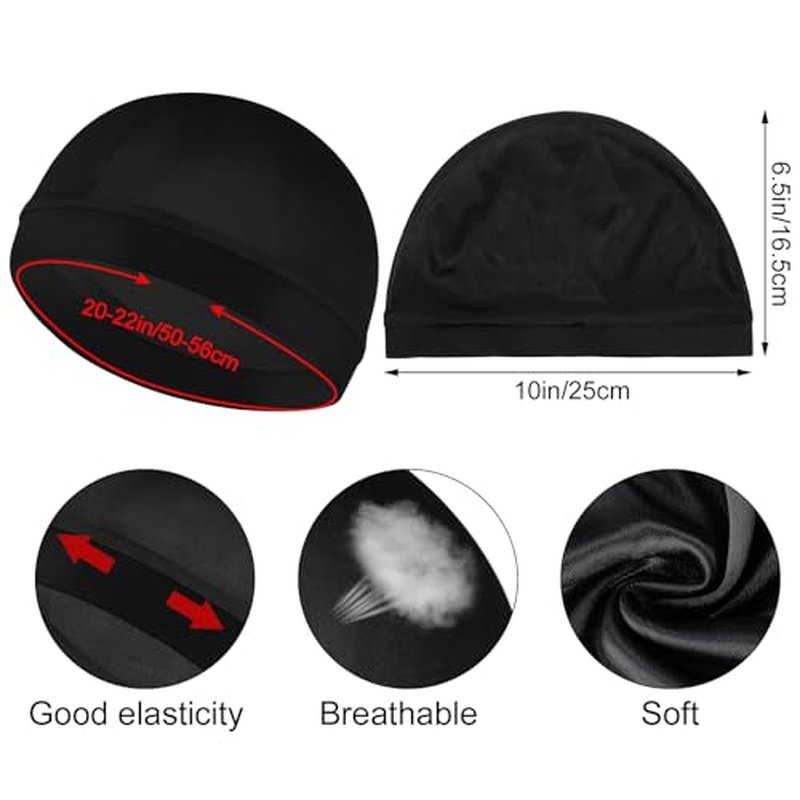 3-Pack Satin Wave Caps for Sleeping & Shower – Unisex Hair Bonnets