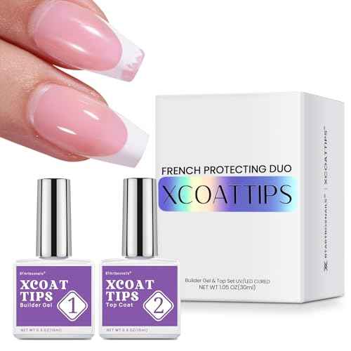 BTArtboxnails XCOATTIPS French Protecting DUO Builder Gel and Top Coat Set - Protect French Tips, No More Chipping