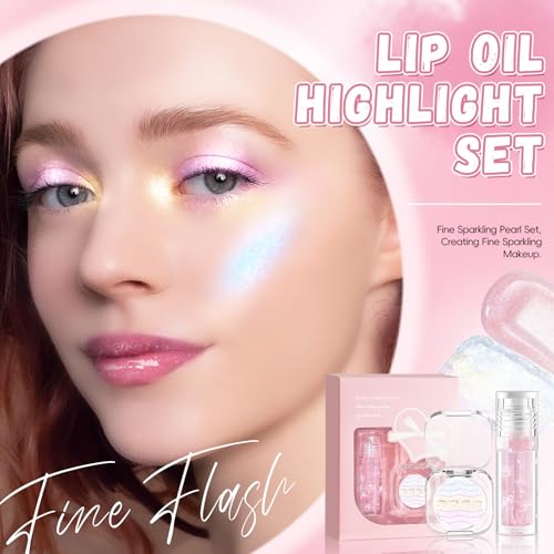HOSAILY Face Highlighter & Lip Gloss Combo Set – Shimmer Palette