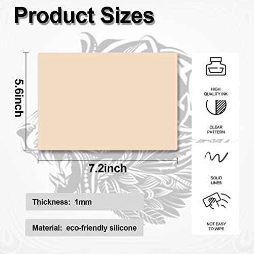 Combofix 20Pcs Tattoo Practice Skin Kit - 1mm Double Side Blank Tattoo Skin 10Pcs Transfer Paper 10Pcs, Practice Kit Including Fake Skin Stencil Paper for Beginners, Artists, Tattooing Supplies