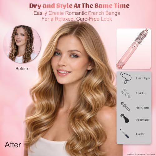 5-in-1 Hot Air Styler Brush - Dry, Curl, Straighten & Volumize