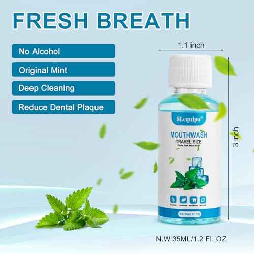 50 pcs Travel Size Mouthwash Bulk Mini Mouthwash, Fresh Mint Portable Mouthwash Individual 1.2oz/35ml Mouthwash Bottles for Travel Toiletry Kits