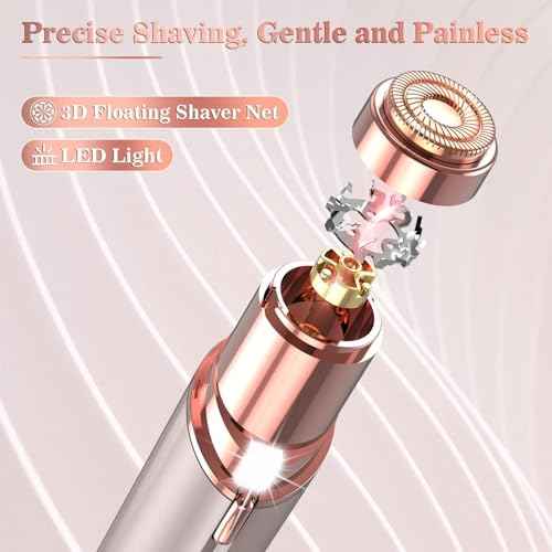 Facial Hair Removal for Women, Portable Lady Shaver, Rechargeable Painless Hair Remover for Face, Upper Lips, Chin, Peach Fuzz-Model A