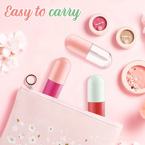20pcs 5ml Mini Clear Plastic Lip Gloss Tubes Empty Capsule Shaped Lipbalm Bottle Travel Size Lipstick Tubes,DIY Lip Gloss Container Vials with Wand Brush,2Colors