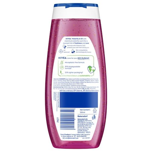 NIVEA Water Lily Oil Shower Gel, 250 ML - Silky Soft Foam