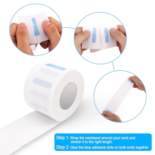 NICEMOVIC 40 Rolls Disposable Barber Paper Neck Strips Bulk Barber Accessories, Professional Barber Supplies Stretchy Paper Neck Strips for Salon Haircut Styling