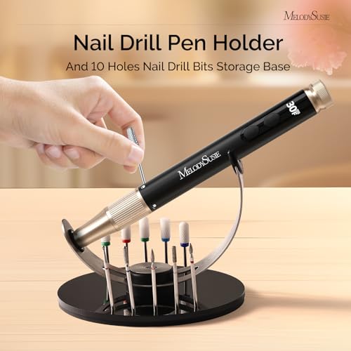 MelodySusie Portable Electric Nail Drill,PC120B Compact Efile with MelodySusie Nail Drill Pen & Bits Holder Stand