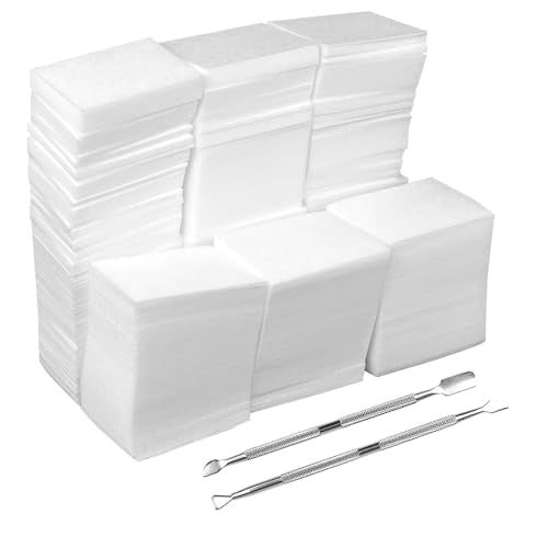 1000 Pcs Lint Free Nail Wipes & 2 Cuticle Pushers - Gel Remover Pads