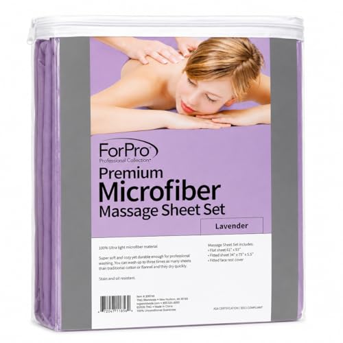 ForPro Premium Microfiber Massage Sheet Set Lavender - 3-Piece Professional Table Linens