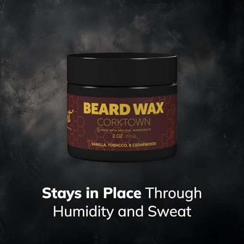Detroit Grooming Co. Beard Wax ? All-Natural, Strong Hold with Sweet Almond & Sunflower Oil, Vitamin E ? Corktown Scent (Vanilla, Tobacco, Cedarwood) ? 2oz