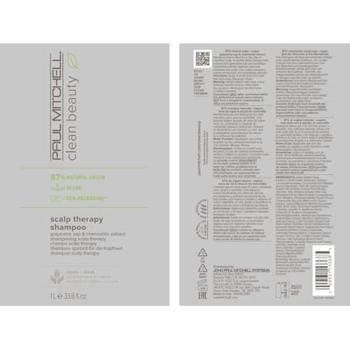 Paul Mitchell Clean Beauty Scalp Therapy Shampoo, Gently Cleanses + Refreshes All Hair Types, Especially Dry, Oily + Sensitive Scalps