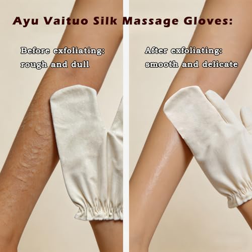 Raw Silk Garshana Gloves for Dry Brushing & Exfoliation (2 Pair)