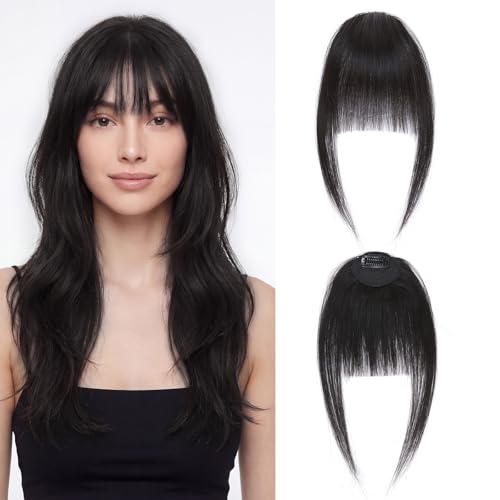 S-noilite Clip-In Bangs Human Hair Extensions with Temples