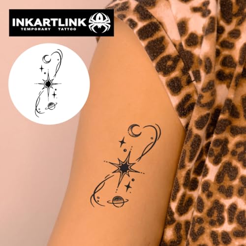 INKARTLINK Semi Permanent Tattoos, Temporary Tattoos for Girls, Party Tattoos, Waterproof, Natural and Realistic, Cruelty-free, Easy to Apply (Eight-pointed Star)