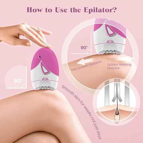 Epilator for Women, Smooth Glide Epilator Facial Hair Remover for Women with 2 Speed & LED Light, Electric Epilator for Women Facial Hair Removal Suitable for Face, Bikini Areas, Underarms, Arms, Legs
