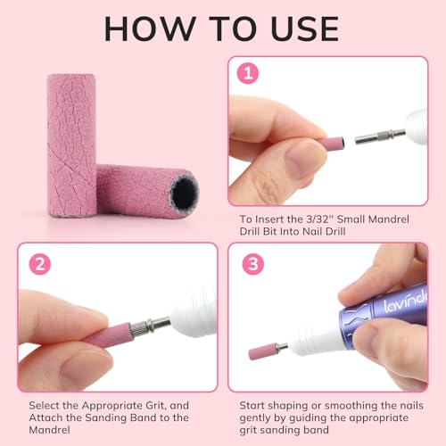 Lavinda 80-Piece Extra Fine Sanding Bands for Nail Drill - 240 Grit