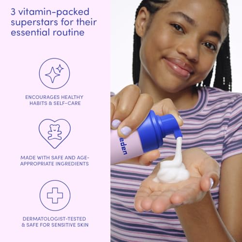 Evereden Kids Multi-Vitamin Hydrating Face Mist, Face Wash, & Kids Face Cream Set: Clean, Vegan, and Multivitamin-Rich Kids Skin Care Set for 6 & up - Moisturize & Refresh