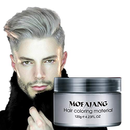 Mofajang Hair Wax Color Styling Cream Mud, Natural Hairstyle Color Pomade, Washable Temporary (Gray)