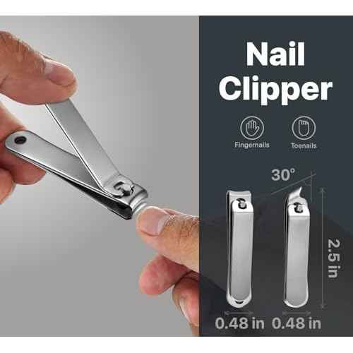 Konovo 5-Piece Nail Clippers Set, Stainless Steel Manicure Set, Travel Nail Grooming Kit for Men & Women, Toenail & Fingernail Clippers