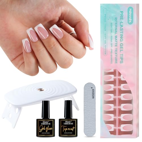 Misssix French Tip Press On Nails Kit 160Pcs Short Square