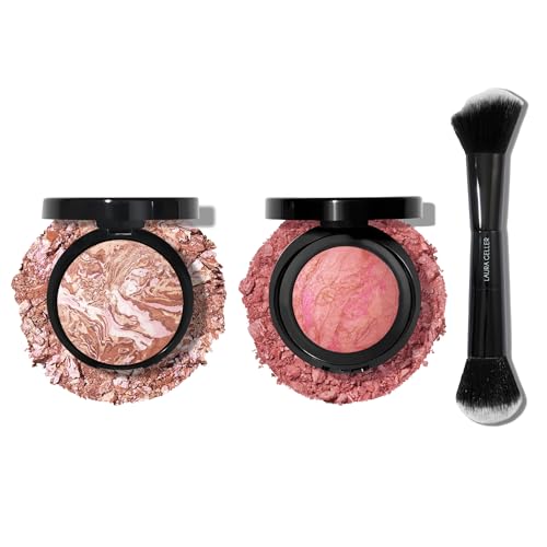Baked Bronze-N-Brighten, Fair + Blush-n-Brighten, Pink Buttercream + Dual-Ended Blush & Bronzer Brush
