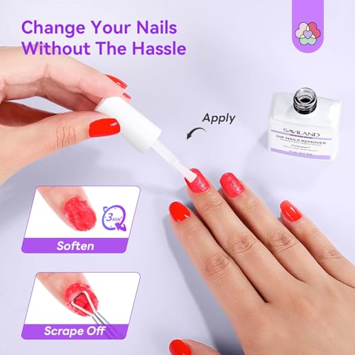 SAVILAND Dip Powder Remover Kit - Fast Nail Polish Removal with File (0.5 fl oz)