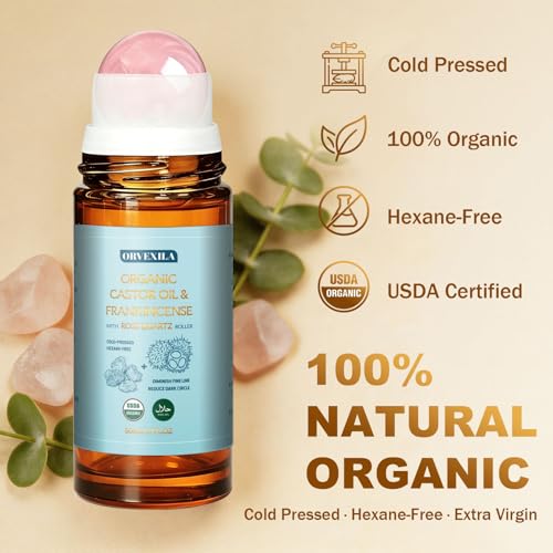Frankincense Castor Oil Roll-On with Rose Quartz - 1.7oz