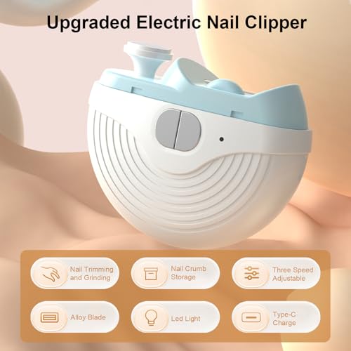 Electric Nail Clipper with 3 Speeds, LED Light & Polisher