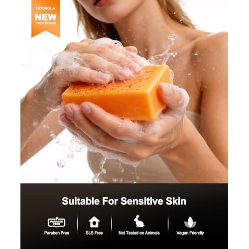 Lemon Turmeric Kojic Acid Soap, 4 Pcs Turmeric Soap Bar Infused with Hyaluronic Acid, Vitamin C£¬E, Shea Butter for Face & Body Deeply Clean, 3 Foam Nets