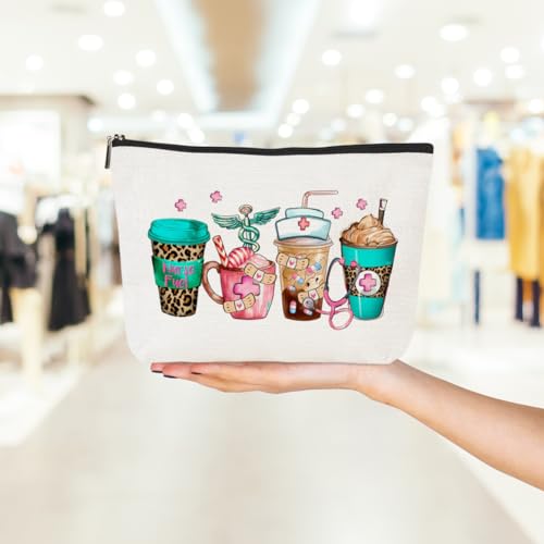 Nurse Cosmetic Bag Nurse Gifts Nurse Appreciation Coffee Lovers Makeup Bag Nurse Graduation Gift Nursing Student Essentials Accessories Nurse Practitioner Gifts for Women Nurses Week Birthday Gift