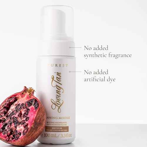 Loving Tan Purest Tanning Mousse, Medium - Sunless Tanner Made From 97% Certified Organic & Naturally Derived Ingredients - Up to 5+ Self Tan Applications Cruelty Free, Vegan - 3.3 Fl Oz