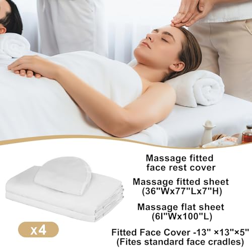 Massage Table Sheets 4 Sets Microfiber Fitted Covers White