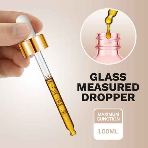 Bumobum 2 oz Dropper Bottle, Pink Glass Dropper Bottle with Measured Dropper & Golden Cap, Empty Eye Tincture Bottles with Funnel, Pipette & Labels for Essential Hair Oils Serums, 4 Pack