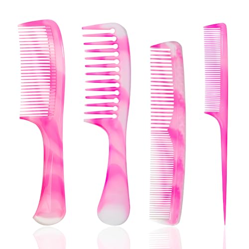 Hair Comb Set 4-Piece | Wide Tooth, Fine Tooth & Rat Tail
